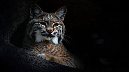 bobcat on a dark background