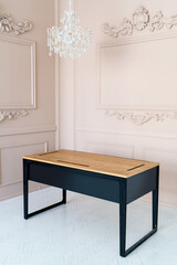 Director's office with large wooden table. Interior design
