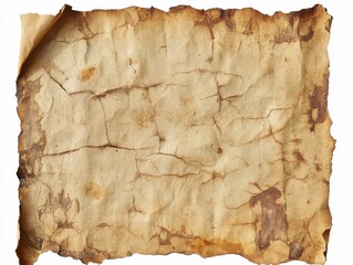 Fototapeta premium Aged, brittle paper; cracked, stained, curled.