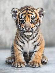 Obraz premium Cute baby tiger isolated on white background