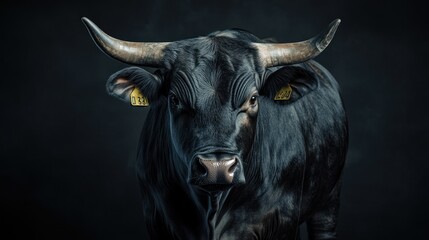Naklejka premium bull on a dark background