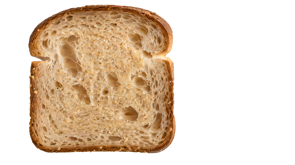 Top view of a slice of toast without fillings on a transparent background