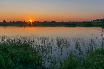 amazing sunrise over the river