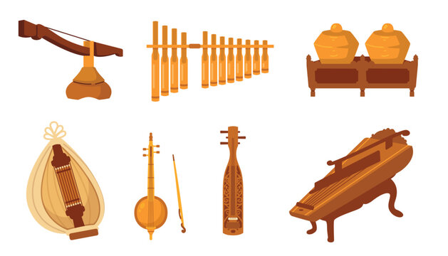 Collection of Traditional Indonesian Musical Instruments: Gamelan, Suling, Rebab, and More