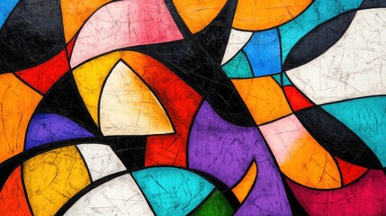 Fototapeta premium Abstract shapes with bold lines and vibrant colors, forming a creative and unique background design