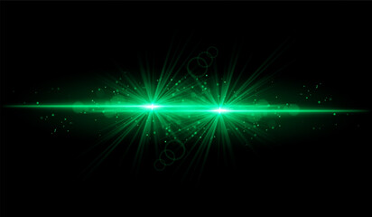 Dual green starburst. Bright intersecting beams, glowing particles, radiant light effects, warm illumination, abstract lighting design, futuristic energy, decorative visuals