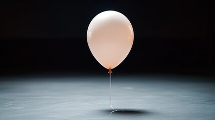 A single balloon floating gently in dim lighting.