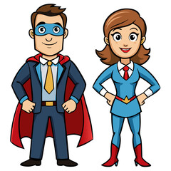 Superhero business couple vector image. Isolated on white background.
