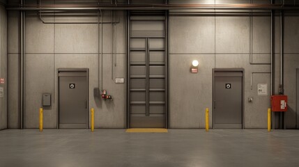 Industrial Strength Explosion-Proof Elevator with Steel Doors and Safety Features in Hazardous Environment, Photorealistic Rendering