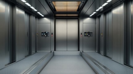 Fototapeta premium Modern Car Elevator Interior with Precision Hydraulic System for High-End Parking - Photorealistic Quality