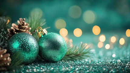 Beautiful shimmering green Christmas background