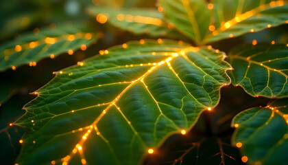 Leaf-Shaped Solar Panels with Glowing Edges