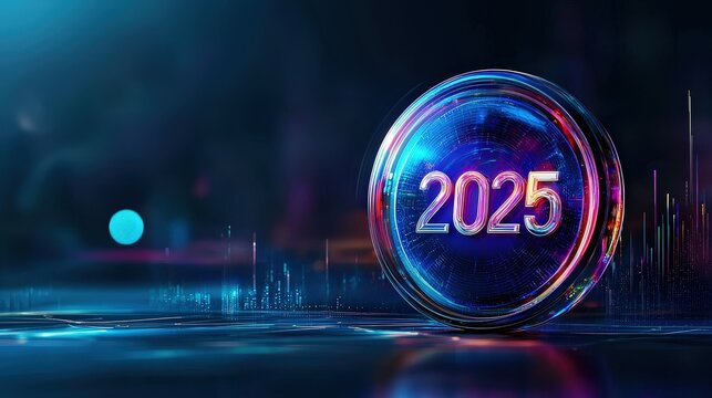 Futuristic 2025 Digital Concept with Neon Glow