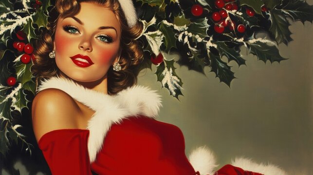 white christmas dresses Vintage Pin Up Christmas – Pinup Portrait main image 0