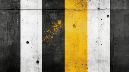 Striped concrete wall displays weathered paint texture.