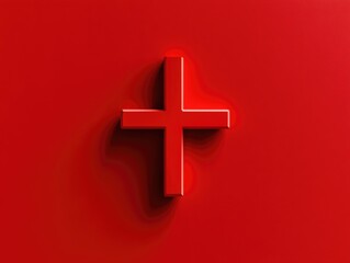 Obraz premium Red cross on a red wall, symbolizing faith and religious beliefs.