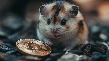 hamster and bitcoin coins, cryptocurrency