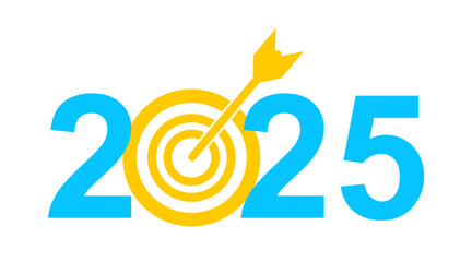 2025 new year resolution with target icon.