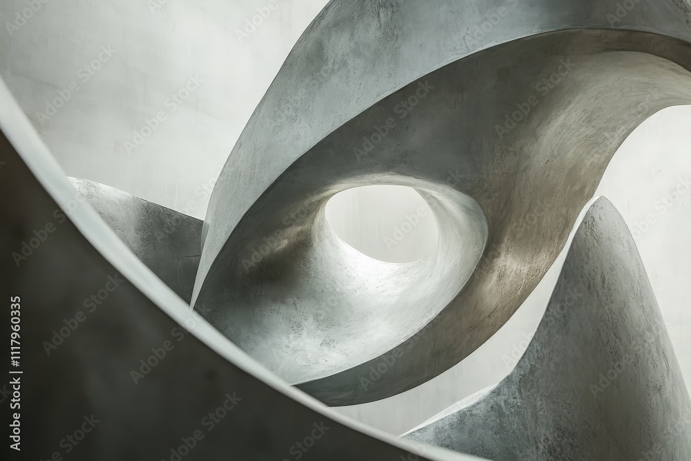 Aufkleber A concrete sculpture with smooth, flowing curves, offering an abstract interpretation of form and structure showcasing a contemporary artistic approach.