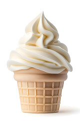 Vanilla ice cream in a waffle cone isolated on white background