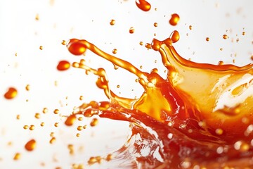 A stunning view of a golden liquid splash filled with energy and vibrant hues, capturing the moment of motion and representing dynamic exuberance and fluidity.
