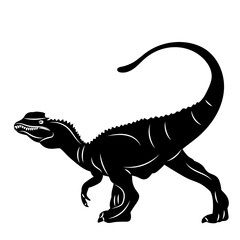 dinosaur on two legs silhouette on white background, vector