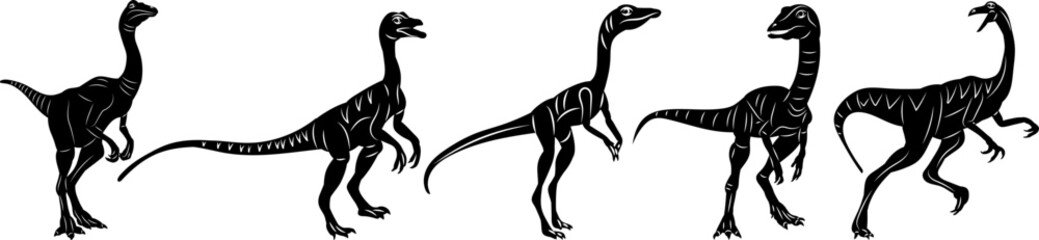little dinosaurs silhouette on white background, vector