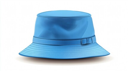 Blue Bucket Hat Vector Illustration Isolated on White Background