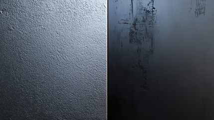 Fototapeta premium Close up of a textured grey and black surface, with a small brown patch on the left.