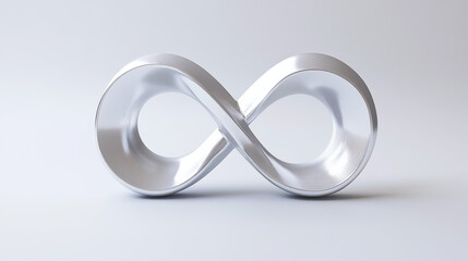 A sleek, metallic infinity symbol stands out against a minimalist background, symbolizing eternity and endless possibilities in a modern design.