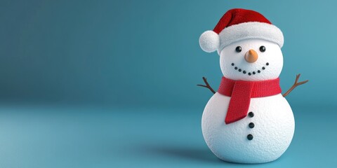 Fototapeta premium Christmas themed snowman figurine with Santa Claus hat.