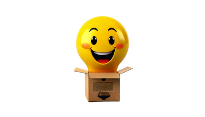 Relaxed emoji on white background symbolizing creative business and future concept