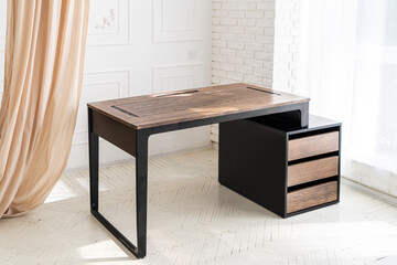 Director's office with large wooden table. Interior design