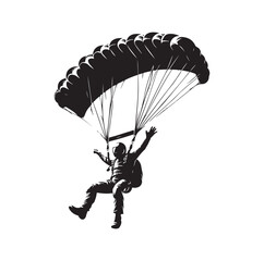 Skydiver parachuting silhouette vector illustration 