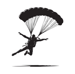 Skydiver  parachuting silhouette vector illustration 