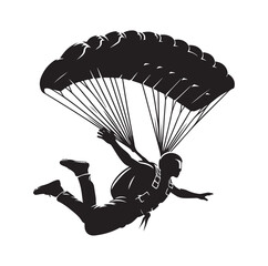 Skydiver  parachuting silhouette vector illustration 
