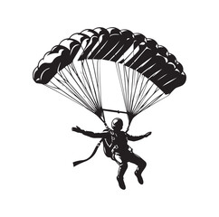 Skydiver  parachuting silhouette vector illustration 