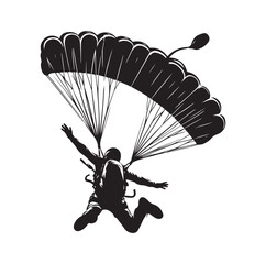 Skydiver  parachuting silhouette vector illustration 