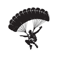 Skydiver  parachuting silhouette vector illustration 
