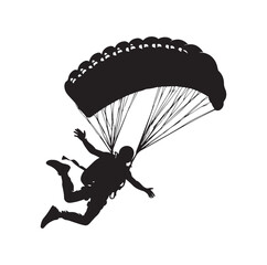 Skydiver  parachuting silhouette vector illustration 