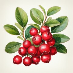 A charming watercolor illustration of organic cranberries perfect for food blogs, packaging, and eco-branding.