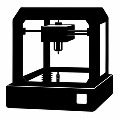 3D Printer vector silhouette black design white background