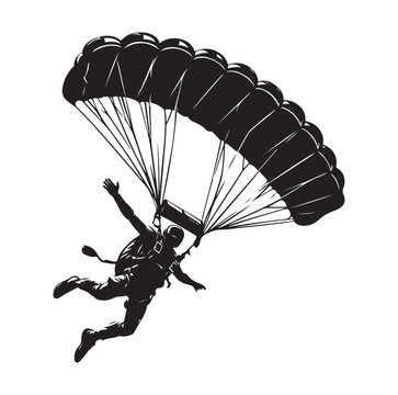 Skydiver  parachuting silhouette vector illustration 