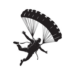 Skydiver  parachuting silhouette vector illustration 