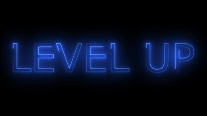 level up - neon text with neon lines animation with black background video. - Powered by Adobe