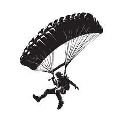 Skydiver  parachuting silhouette vector illustration 