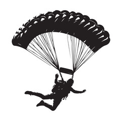 Skydiver  parachuting silhouette vector illustration 