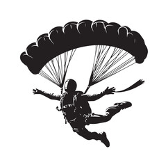 Skydiver  parachuting silhouette vector illustration 