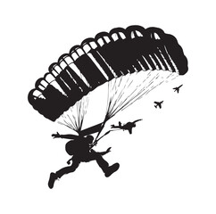 Skydiver  parachuting silhouette vector illustration 