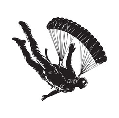 Skydiver  parachuting silhouette vector illustration 
